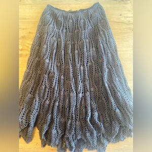 Mirasol Maxi A-Line Crocheted Scalloped Hem Skirt Women’s Medium Cotton Preloved